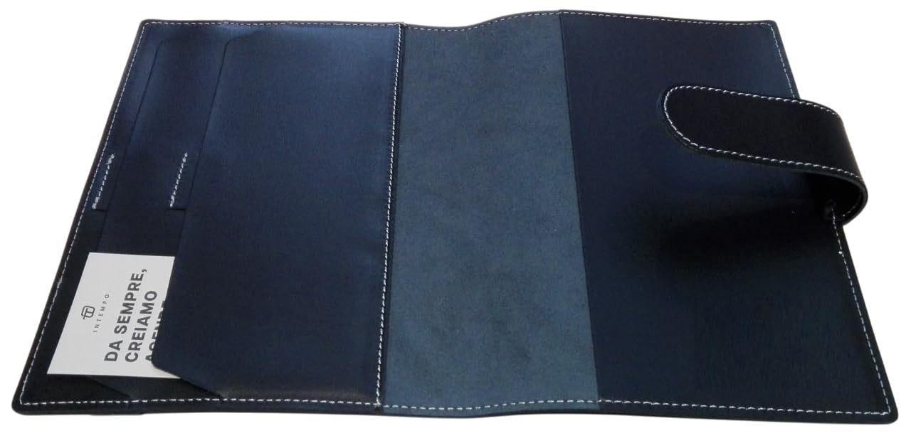 Agenda Intempo 2026-12 Mesi Giornaliera Belt in Pelle Nera 15 x 21 cm per uso quotidiano, ufficio, viaggio - Interno intercambiabile