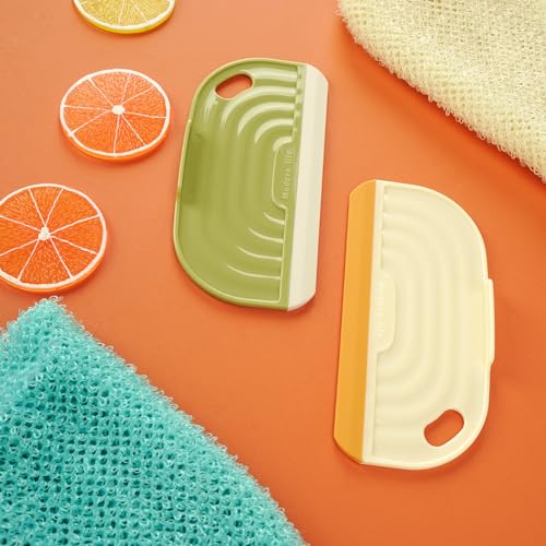 Image of SHIDOW Mini Squeegee for Countertop, Samll Squeegee for Countertop, Mirror Cleaner, Kitchen Sink Cleaner, for Home, Kitchen Countertop, and Bathroom Mirror (2 Beige + 2 Green)