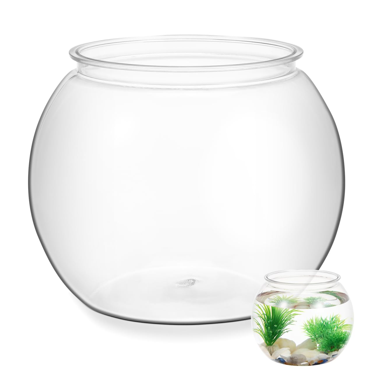 Transparent Aquarium Tank Multi-Function Betta Desktop Goldfish Tank Decorative Plastic Fish Bowl Office Accessory 8.66X8.66X7.09In