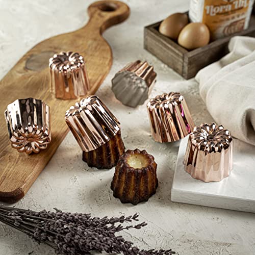 Image of Hakart Set of 6 Copper Canele Molds 2.1 Inch, Traditional Size French Caneles, Nonstick Pastry Caneles