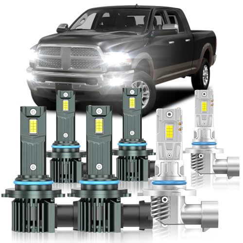 ZSTOPCL Compatible with Dodge Ram 1500 2500 3500 2016-2018(with Projector Version) Fog Bulbs High&Low Beam Fog Light Bulbs Combo 800% Super Bright 6000K Cool White Plug and Play Pack of 6
