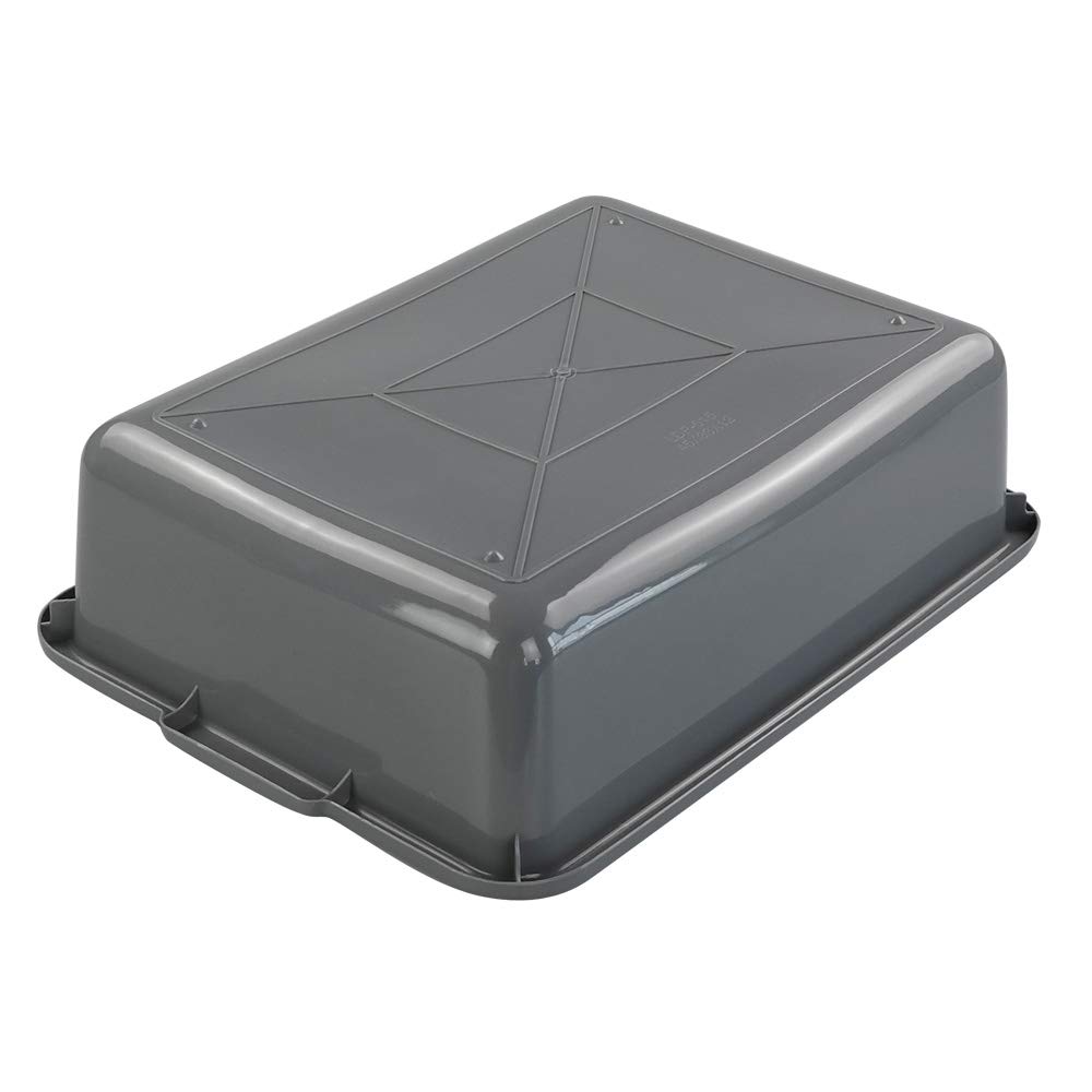 Cadine Set di 4 Bacinella Plastica Grande Rettangolare, Vaschetta Plastica Rettangolare, Grigio