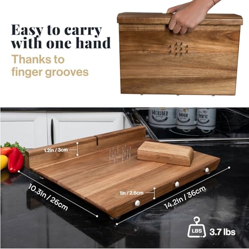 Adaptive One Handed Cutting Board With 10 Spikes – Ideal Gift for Stroke Patient, One-handed Person, Disabled, Handicapped People, Elderly Patients - Handicap Wooden Kitchen Chopping Boards - Image 6