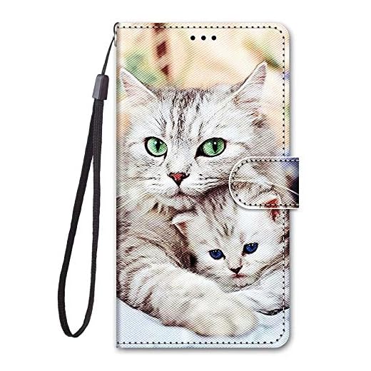 Miagon PU Cuir Coque pour Samsung Galaxy A10,Coloré Motif Portefeuille Étui Housse Cover avec Stand Support Porte-Cartes de Crédit,Mère et Enfant