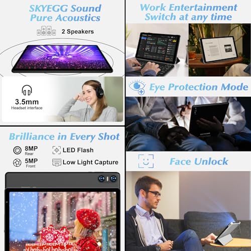 Image of Android 14 Tablet 10 Inch, 20 GB RAM + 128 GB ROM (expandable up to 1 TB), Octa-core Processor, Wi-Fi 6, Widevine L1, BT 5.0, 8 MP + 5 MP, 6000 mAh, USB-C, Tablet with Keyboard, Mouse and Case, Black