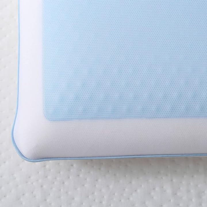 Image of Cool Gel Cooling Pillow for Sleeping, Cooling Memory Foam Pillow for Hot Sleepers, Reversible Ergonomic Design, Pressure Relief, Spine Alignment, Side, Back Contouring Support