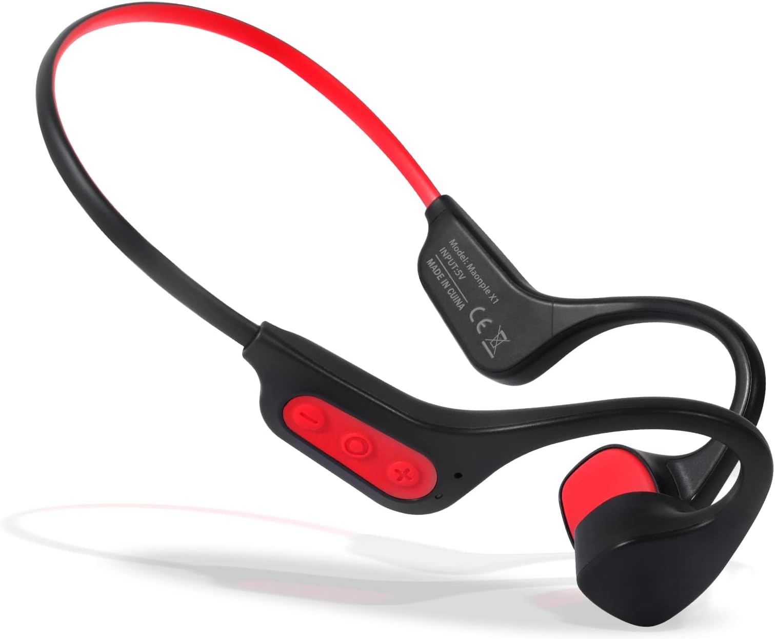 maonple Bone Conduction Headphones, Open-Ear Bluetooth 5.3 Sport Earphones IP56 Waterproof Sweatproof Wireless Headset with Microphone for Workout Running Gym Cycling X1