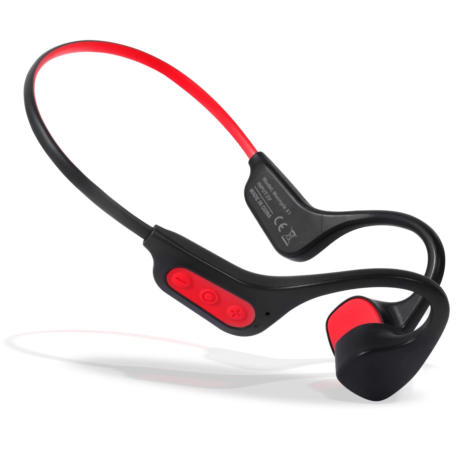 maonple Bone Conduction Headphones, Open-Ear Bluetooth 5.3 Sport Earphones IP56 Waterproof Sweatproof Wireless Headset with Microphone for Workout Running Gym Cycling X1