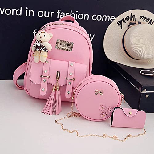 Image of floki Fashion Girls 3-PCS Fashion Cute Mini Leather Backpack sling & pouch set for Women