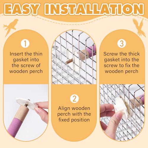 Image of Wooden Bird Perch Stand with Grinding, 2Pcs Parrot Cage Stand Branch, No Hurt Foot Claw Grinding Bird Perch for Cockatiels, Parakeets, Lovebirds
