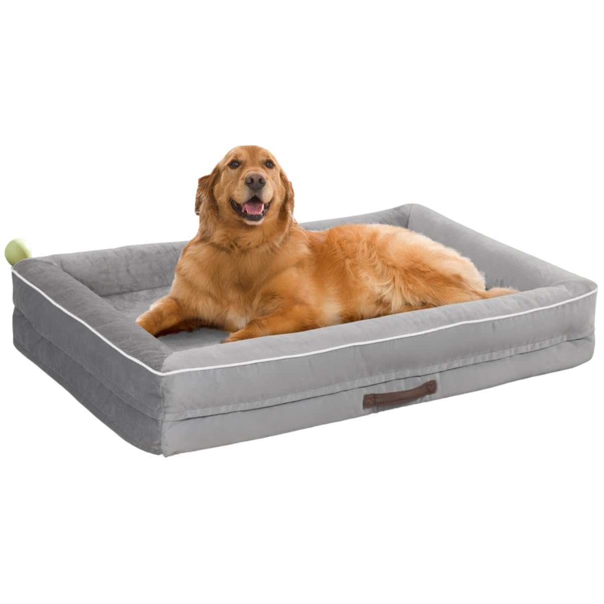 Upvilla Orthopädisches Hundebett XXL, Hundekorb Waschbar mit Eierförmiger Kistenschaum，Wasserdicht Hundesofa mit rutschfeste Unterseite und Vierseitiges Kissen (Light Gray, 137x91x19cm)