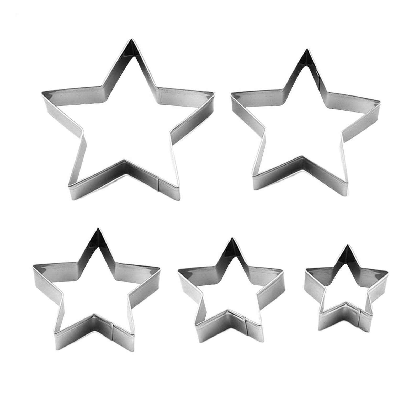 Cortador de galletas de estrella pequeña, moldes de pastelería de acero inoxidable, juego de cortadores de galletas en forma de estrella de 5 uds., juego de cortadores de galletas de acero inoxidable