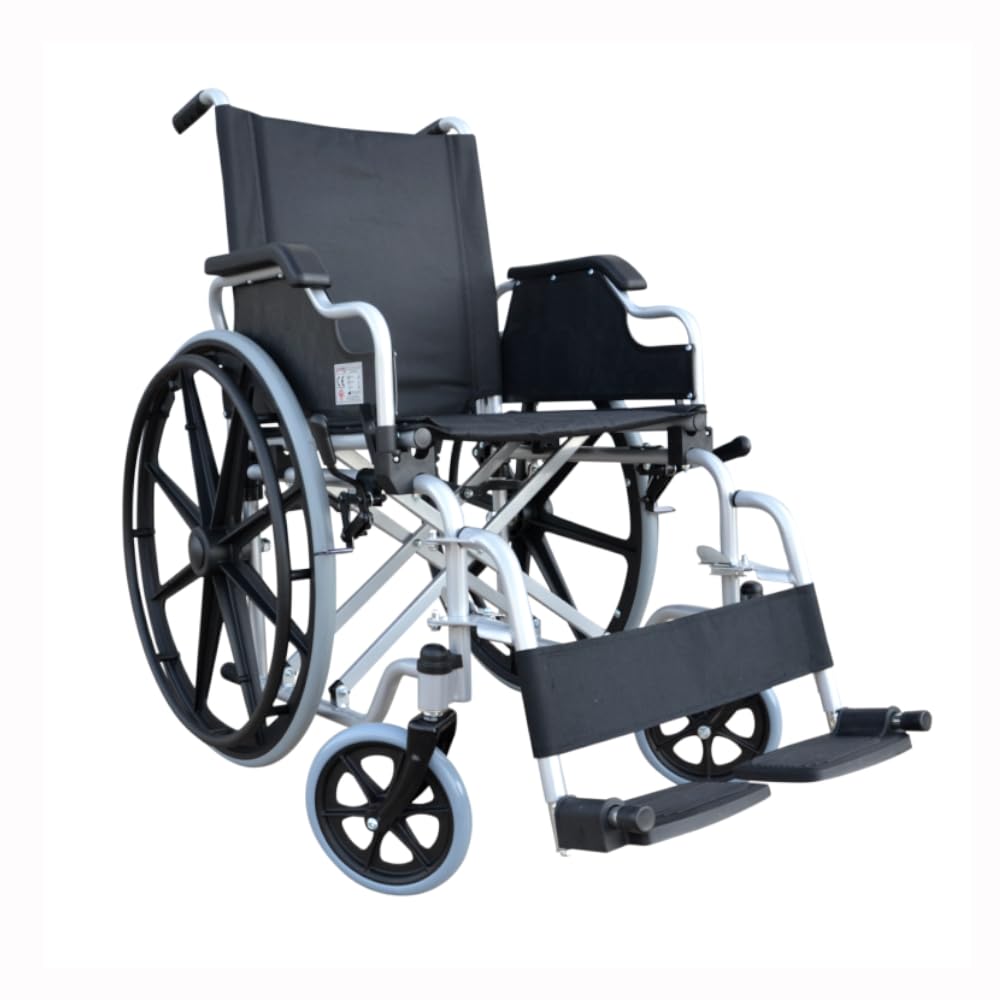 DELO Silla de ruedas autopropulsable plegable y portátil de acero
