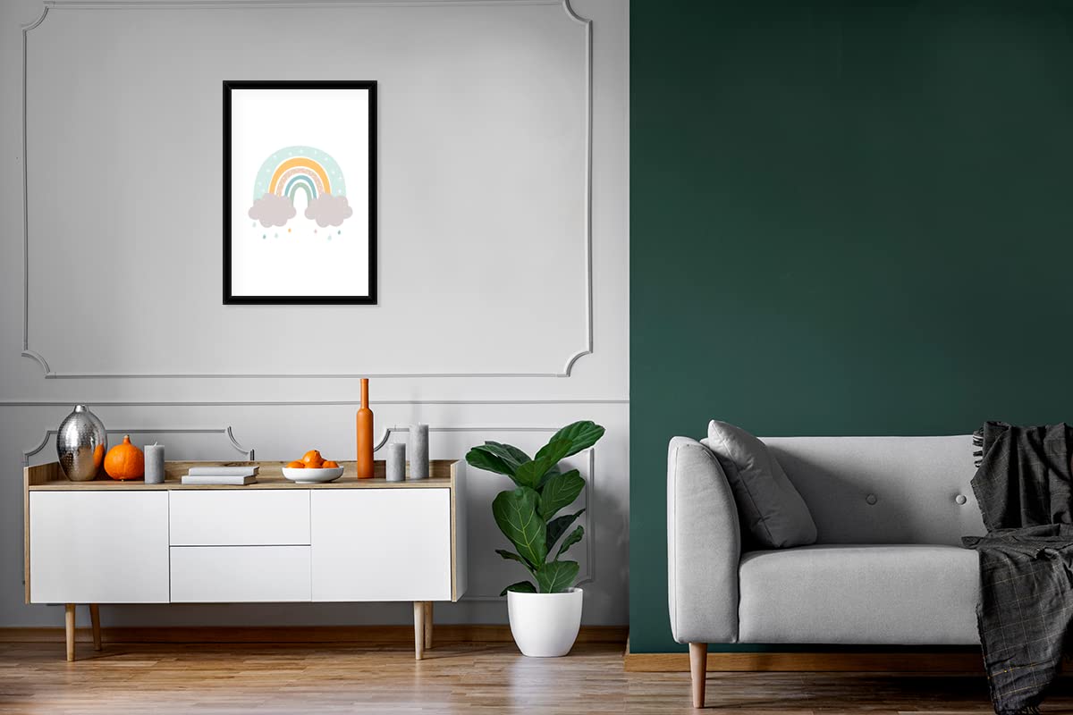 MuchoWow Poster Bilder Wanddeko Deko Wohnzimmer 40x60 cm Regenbogen - Wolken - Regen - Kinder - Pastell