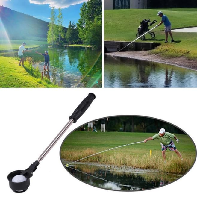Lot de 2 balles de golf télescopiques à 8 sections en acier inoxydable - 38 à 198 cm - Outil de ramassage de balles de golf pour dangers d'eau et terrains de golf