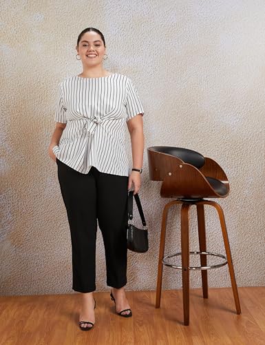 Image of Amazon Brand - Symbol Women's Tapered Fit Formal Trouser (Mid Rise | Ankle Length |Formal Pants | Office Wear) (Available in Plus Sizes)