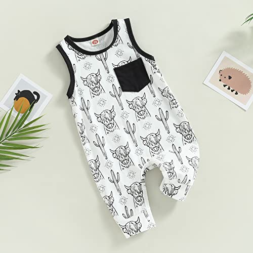 Goocheer Western Summer Clothes Newborn Baby Boy Girl Sleeveless Romper Jumpsuit Summer Playsuit Jumpsuit One Piece Outfit (Black, 12-18 Months) #TOP4