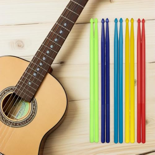 Baquetas Levemolo de nailon, 5 pares, 16 pulgadas, tamaño 5A, antideslizantes y ligeras para práctica de batería en adultos y jóvenes, con agarre multicolor (rojo, amarillo, azul claro) miniatura 5