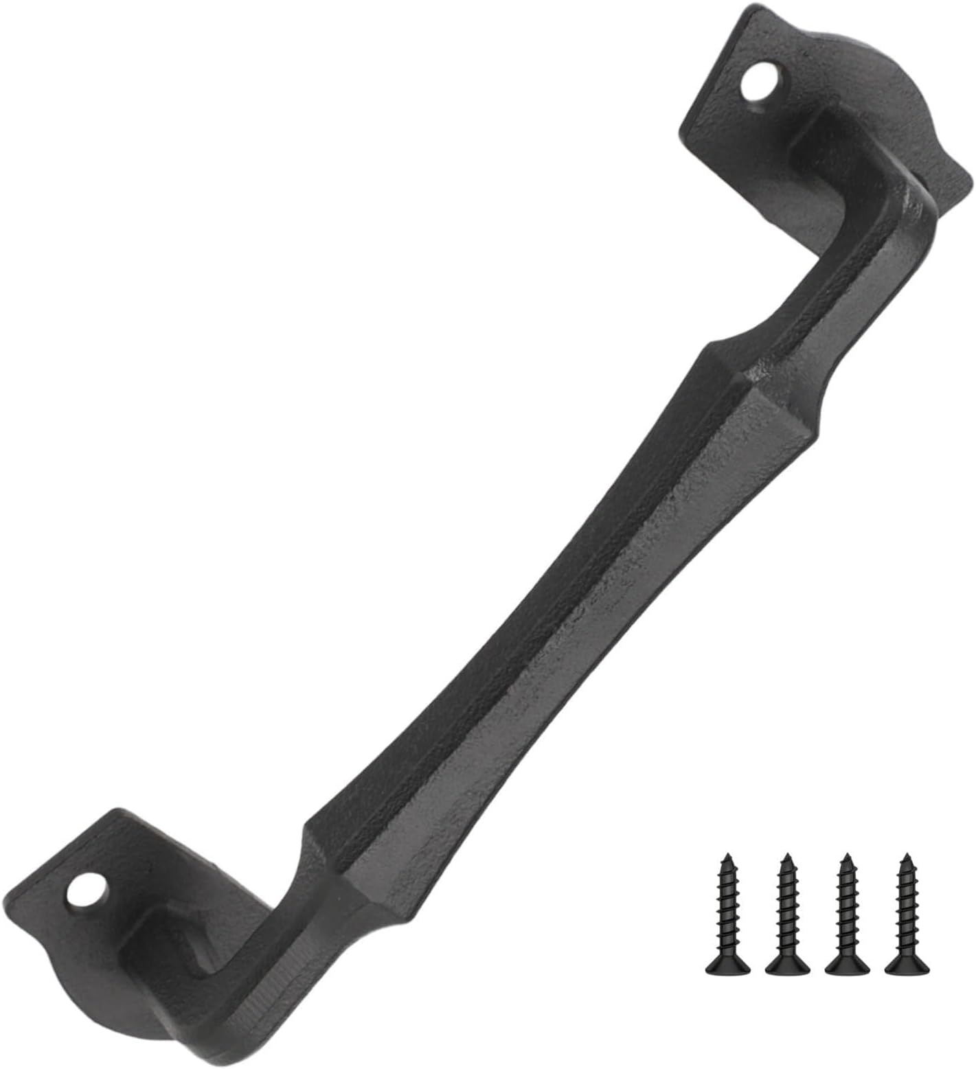 Sliding Barn Door Handle, Black Rustic Cast Iron Pull, 10 in, with Mounting Screws, for Gate, Shed, Garage Doors, Kitchen Cabinet