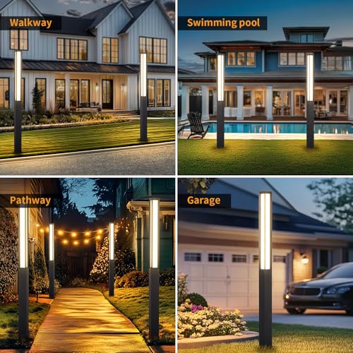 Image of Landscape Path Light, 92 inch Modern Outdoor LED Luxury Bollard Lighting with IP65 Waterproof for Lawn Courtyard Driveway Pathway Decoration