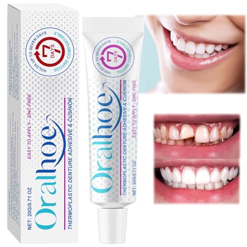 Thermoplastic Denture Adhesive Cushion – Strong Hold Denture Fixative for False Teeth, with Denture Reline Kit and Dental Glue – Easy to Apply Tooth Adhesive for a Firm Fit