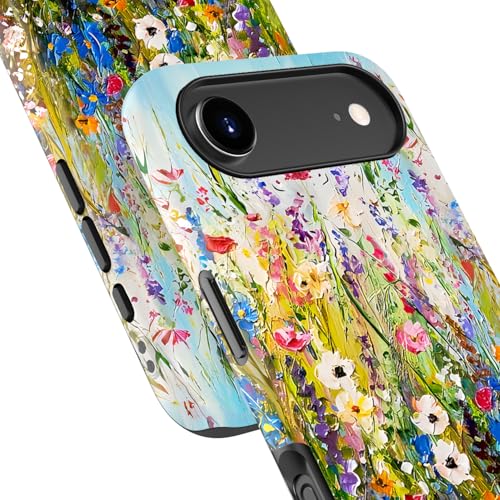 Image of Goodon for iPhone Air Case Cute - Wireless Charging Compatible - Dual-Layer Hard Shell + Silicone Cover - Protective Phone Case with Trendy Designs for Women - Wildflowers Painting | Dual-Layer Hard Shell + Silicone, Slim Fit Protective Phone Cover with Wildflower Designs for Women Girls