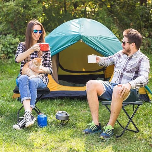 Image of Portable Folding Camping Stool, Lightweight Outdoor Folding Seat with Carry Bag, Heavy Duty 150KG Capacity Mini Camping Chair for Fishing, Hiking, Hunting, Travel, Picnic