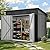 GOOBED 9x4FT Garden Storage Shed with Lockable Door and Vents, Metal Outdoor Tool Shed for Patio Lawn, and Backyard, Ideal for Storing Bikes, Trash Bins, Tools and Equipment, Dark Gray