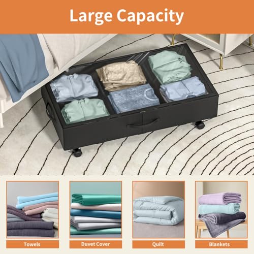 Caja de almacenamiento con ruedas debajo de la cama organizador textil grande 5
