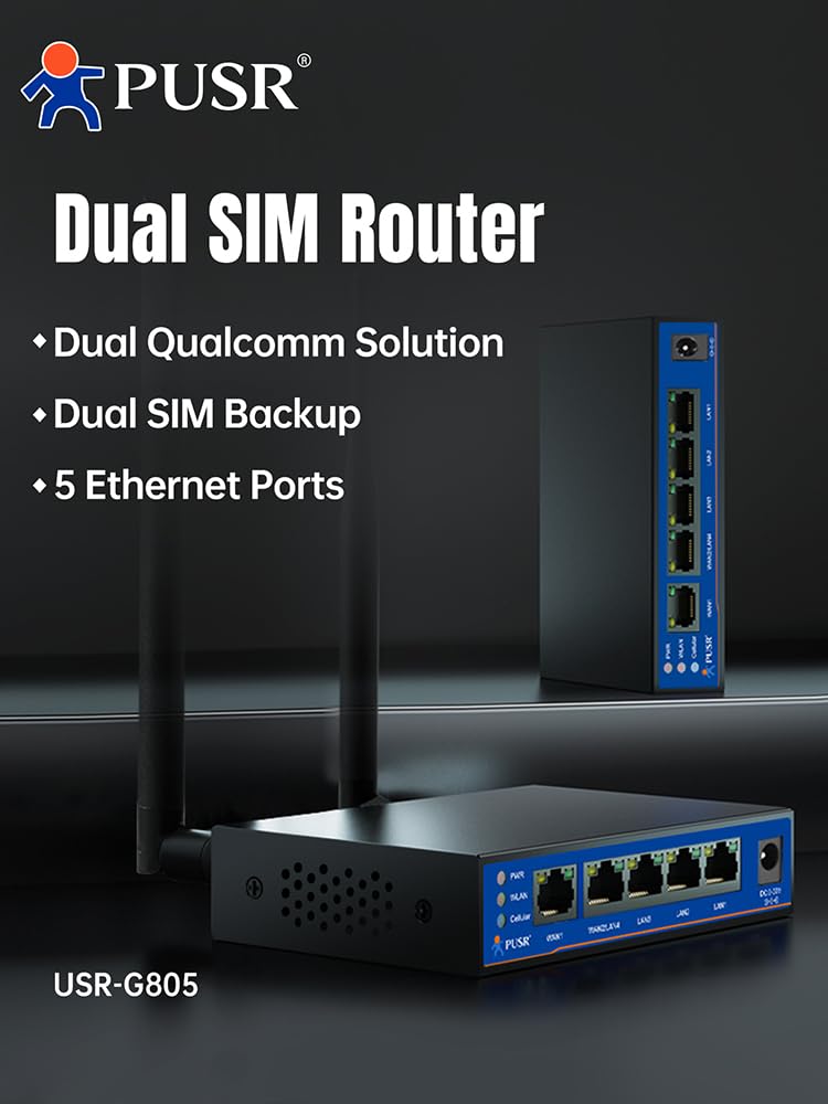 Groupe Mondial Double Carte SIM Industrie Routeur cellulaire LTE Cat4 Equipé de 5 Ports Ethernet Double réseau étendu Répéteur VPN Riche USR-G805s-G