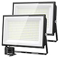 Olafus 2 Pack 300W LED Flood Light Outdoor, Super Bright Outside Floodlights with Plug, IP66 Waterproof 6500K Daylight White Exterior Security Light for Yard Stadium Lawn Barn