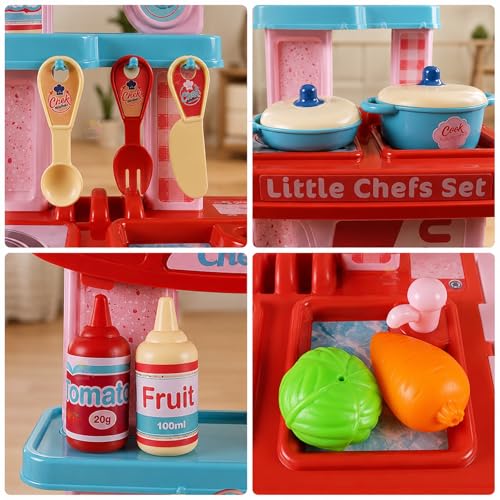 Image of WISHKEY Plastic 3 in 1 Kitchen Cooking Pretend Play Tool Set Toy for Little Chef's with Life Like Accessories & Cute Multi-Purpose Portable Suitcase for Kids ( Multicolor)