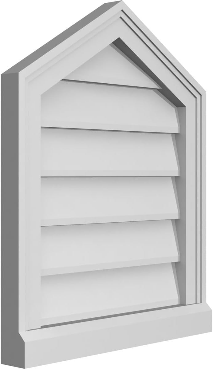 GVSPE18X2203SN-07 Peaked Top Brickmould Sill Frame, Primed Tan Signature Series Surface Mount Gable Vents, 18-in. W x 22-in. H, Unfinished