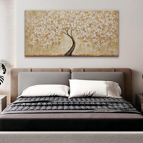 Image of TAIJXAGSG Botanical Wall Art Gold Tree Flower Abstract Wall Decor Modern Canvas Art Wall Decor Print Abstract Paintings Pictures For Bedroom Bathroom Office Home Artwork Can Be Hung Directly 20 inchX 40 inch