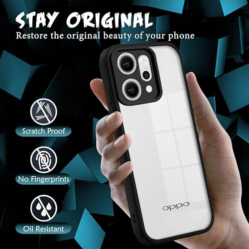 Image of V-TAN Back Cover Compatible with Oppo Reno14 Pro 5G Case, Transparent Clear, TPU, Camera Protective Shockproof Cover (Black)