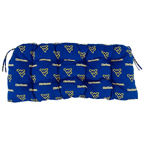 Image of College Covers Everything Comfy West Virginia Mountaineers Indoor Outdoor Settee Loveseat Bench Cushions