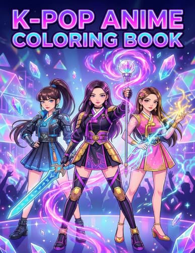 K-Pop Coloring Book: Cute and Fierce Anime Art Featuring Magical K-Pop Idols, Detailed Stage Outfits, Fantasy Fashion, and Streetwear Aesthetics for Teens and Adults