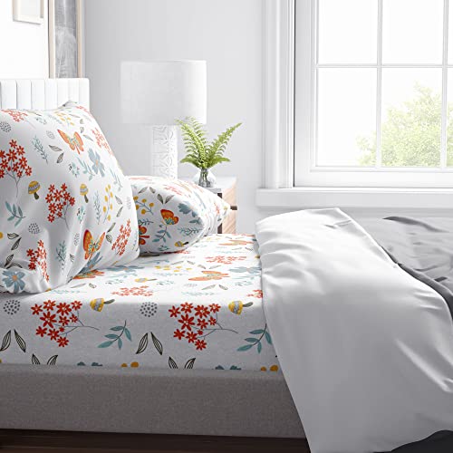 Tropical 4 Piece Bed Sheet Set 600 Thread Count 100% Egyptian Cotton Fitted Sheet 15 Inch Deep Pocket, Flat Sheet & 2 Pillowcases - Printed Bohemian Floral Bedding (Rainforest, King) #TOP21