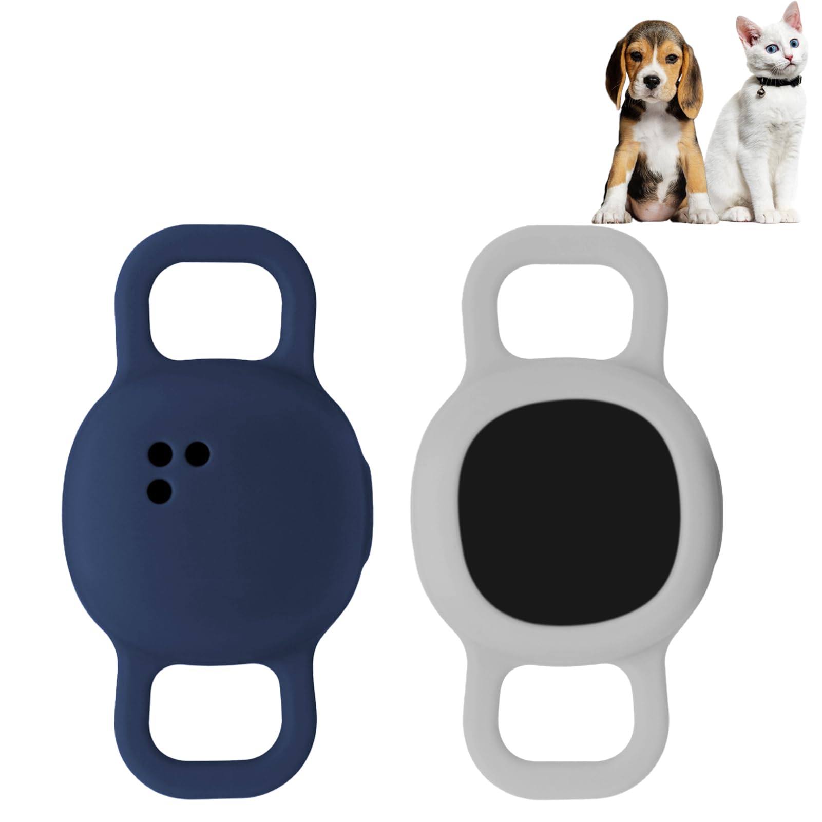 Silicone Cat Collar Holder for Tile Sticker 2024, 2 Pack Protective Case for Tile Sticker Tracker Pet Dog Cat (Navy/Gray)