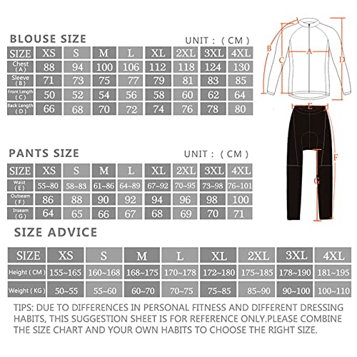 Rayuwen Traje de ciclismo de inverno clássico calça de babador térmica de manga comprida ao ar livre