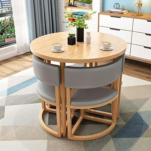 Tavolo Rotondo per Sala conferenze per 4 Persone - Tavolo da Pranzo per Piccoli spazi, 80 cm per Appartamento, Studio, Cucina, caffè, Ufficio,Grey-80 * 80cm
