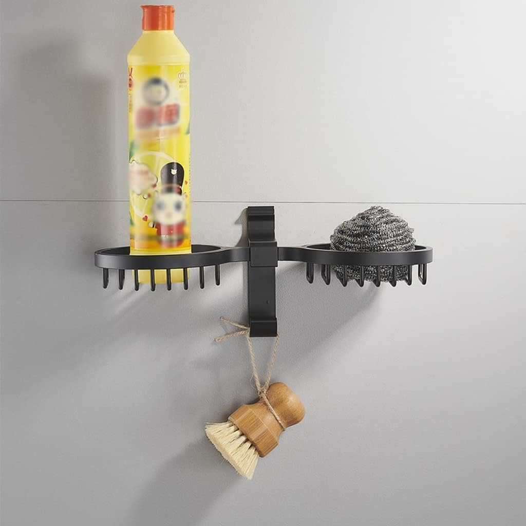 jabonera, Jabonera de Pared 2 Niveles c/Soporte esponjas. Adhesivo Potente(Black)