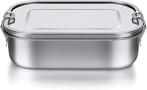 GAGALU Metal Lunch Box Stainless Steel Bento Box Lunch Container,Compartment Bento Lunch Box for Sandwich and Two Sides,Ml Food Container