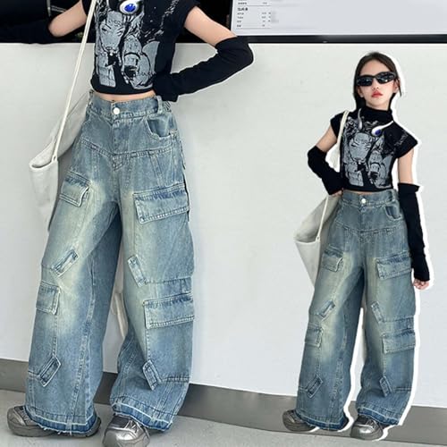 Kids Cowgirl Y2k Heart Jeans Solid Casual Zipper Fly Petite Jeans Cropped Ankle Length Children's Clothing3