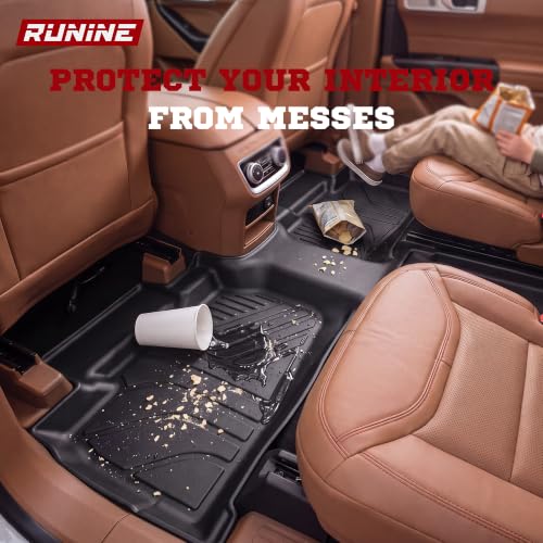 Image of Floor Mats Full Set for Ford Explorer 2020-2026 6 Seater Captain Seats, Custom Fit 3 Row All Weather TPE Floor Liners, Waterproof Heavy Duty Anti-Slip Front & Rear Car Mats