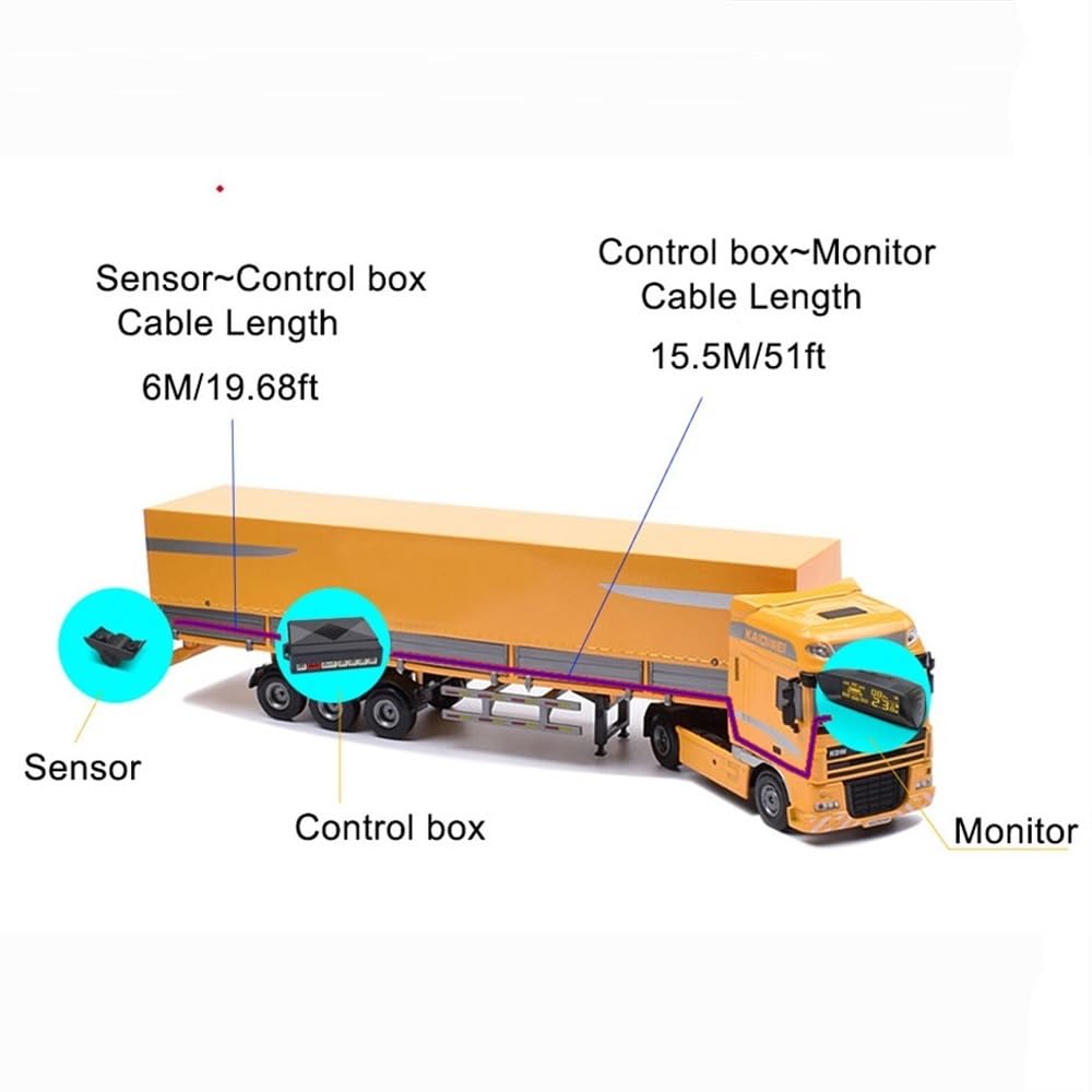 Kit sensori parcheggio Sensore di parcheggio camion 24 V, display radar retromarcia, per camper, rimorchio, rilevatore distanza, segnale acustico vocale