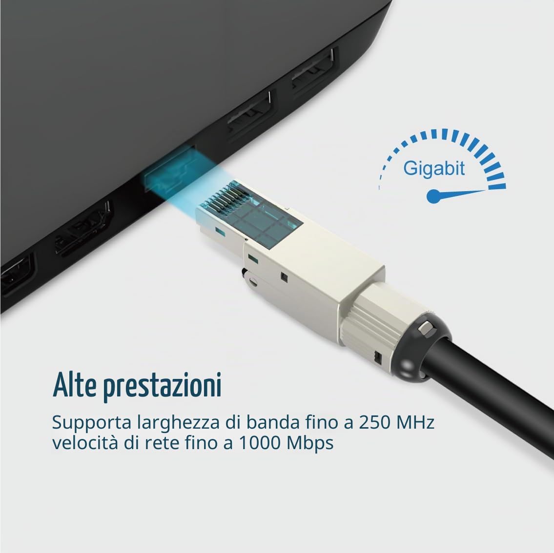 Tecmojo Cavo di rete Ethernet LAN per esterni CAT6 UTP, 50 m, gigabit puro rame 23AWG PVC+PE doppio rivestimento CPR Fca UV Resist Direct Bury nero