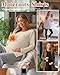 Ficerd 3 Pack Women's Maternity Shirts, Ribbed Long Sleeve Pregnancy Sweaters Crew Neck Slit Side Knit Pregnant Tunic Tee Top(Black, Apricot, Light Purple,Large)