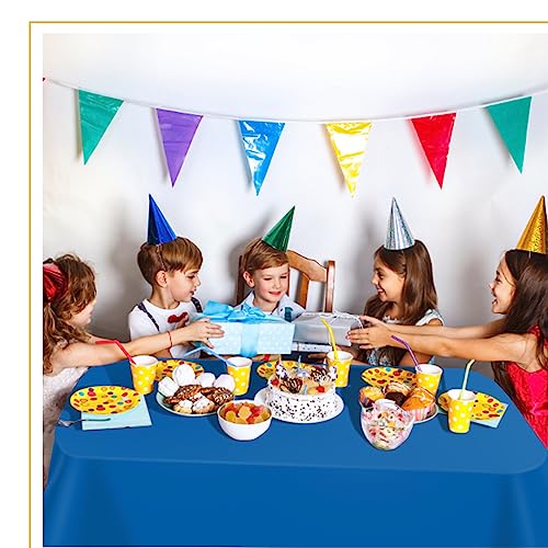 Image of tujol Royal Blue 6 Pack Plastic Table Cloth 54 inch x 108 inch, Disposable Tablecloths Rectangle Table Cover, Plastic Tablecloths for Parties