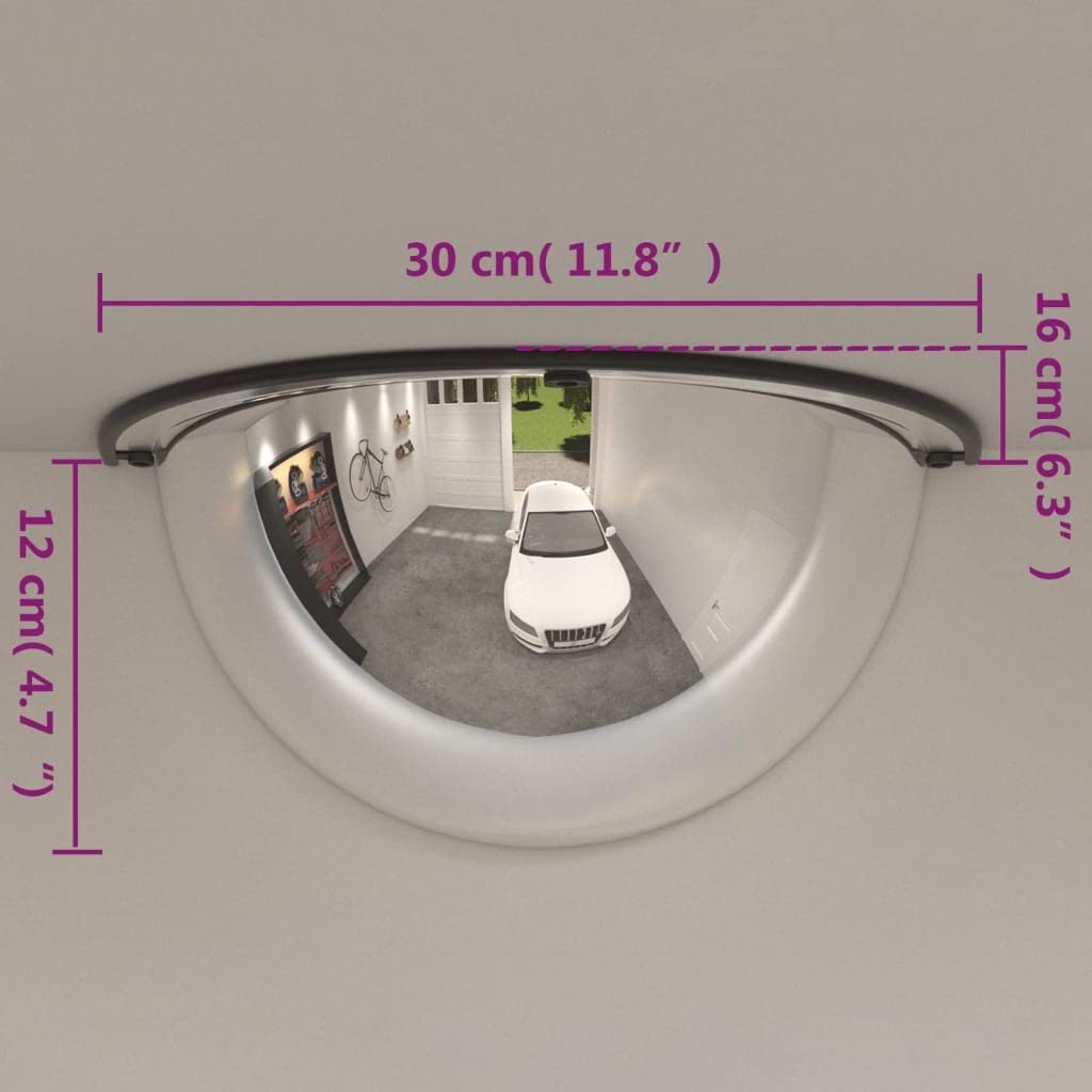 Juego de 2 espejos de tráfico, semicúpula, 90 grados, acrílico, diámetro de 30 cm, irrompible, reflectante, para cruces, calzadas, aparcamiento, seguridad en exteriores